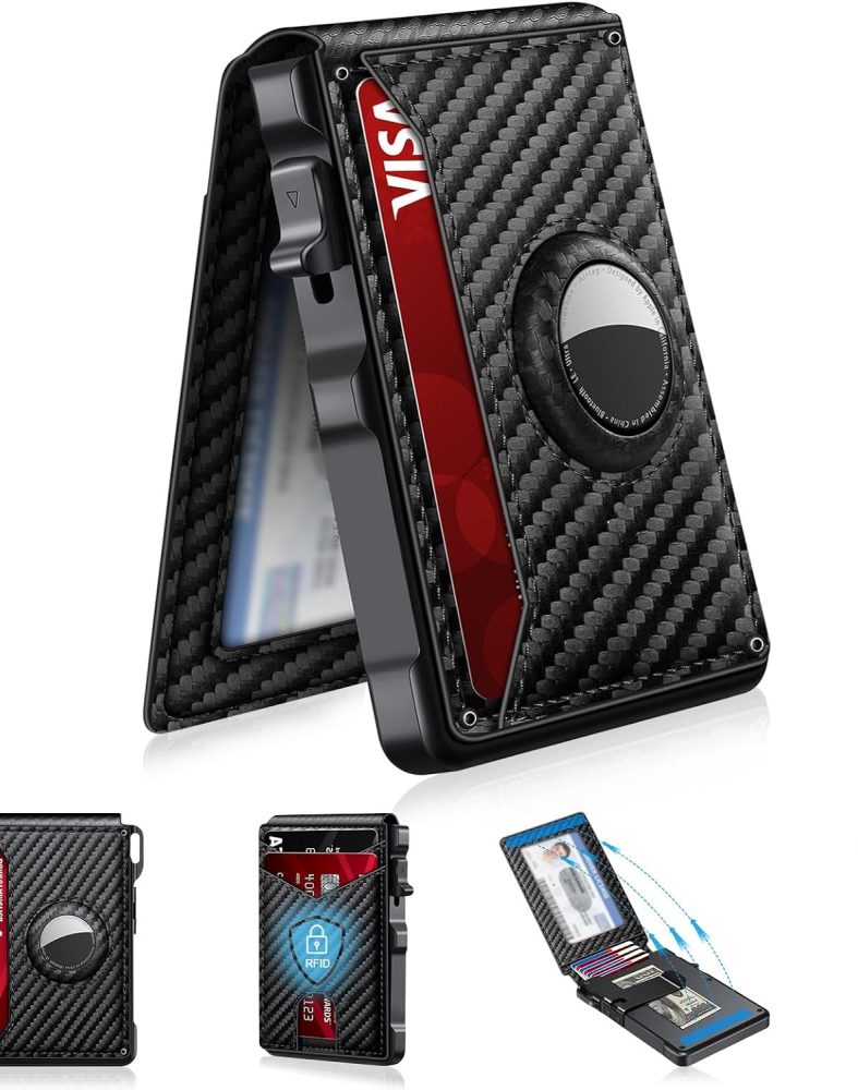 Airtag Wallet for Men Smart Wallet for Air Tag RFID Blocking Minimalist