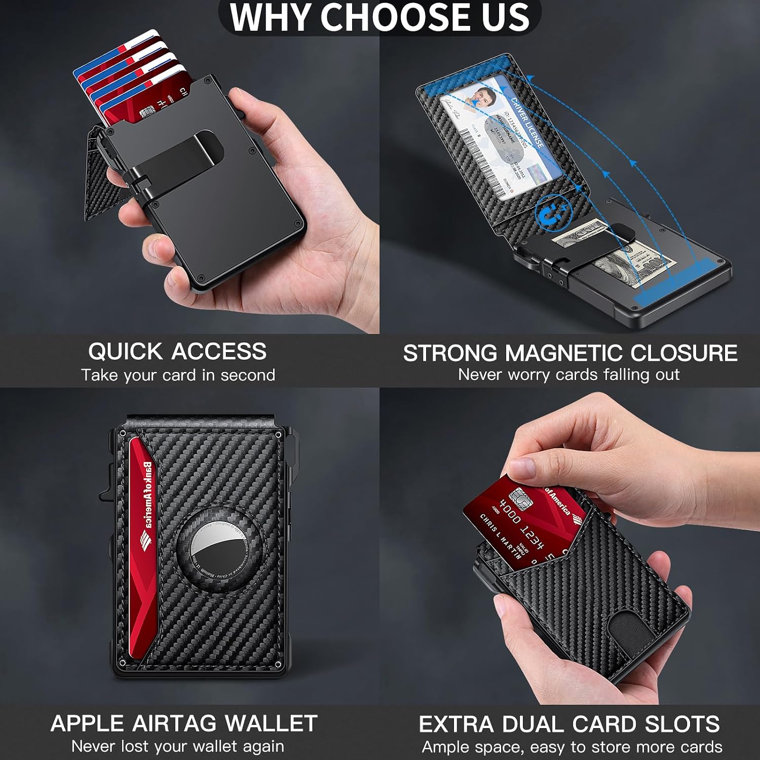 Airtag Wallet for Men Smart Wallet for Air Tag RFID Blocking Minimalist - Image 6