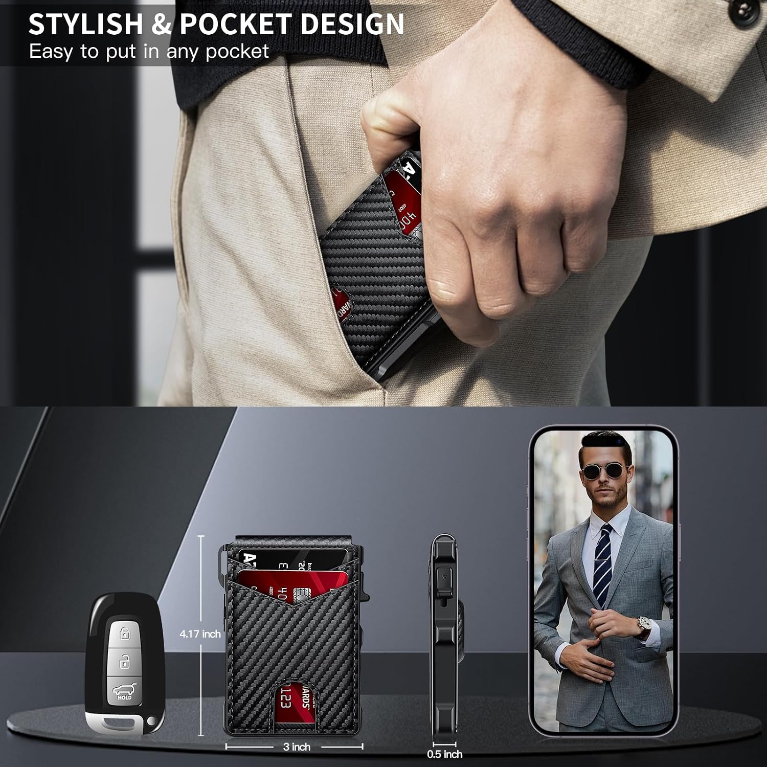 Airtag Wallet for Men Smart Wallet for Air Tag RFID Blocking Minimalist - Image 7